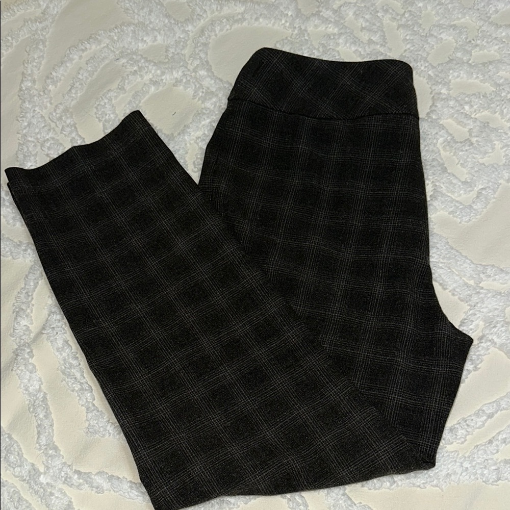 Dark Gray Plaid Pants Pull-on 10P